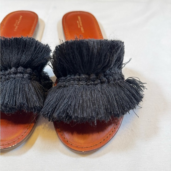 American Eagle Outfitters Shoes - American Eagle Women’s Boho Fringed Black Slide Sandals - Worn once!